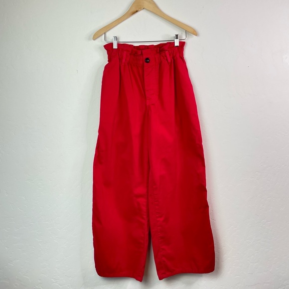 Xirena 2022 Cormick High Rise Paperbag Waist Wide Leg Pant in Red Pepper Size S - Picture 4 of 16